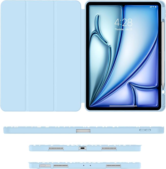 Soke Case for iPad Air 13 Inch (M4/M3/M22026-2024) iPad Pro 12.9 6th/5th Generation with Pencil Holder(2021 2022 Release)-[Apple Pencil Charging + Auto Wake/Sleep] Soft Back Cover Book Black