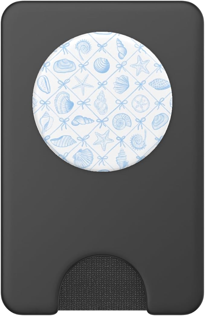 Preppy Coastal Seashells Starfish &amp Bows in Light Blue PopSockets PopGrip for MagSafe