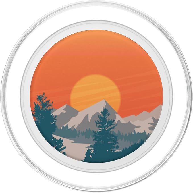 Retro Mountain Sunset and Red-Yellow Sky PopSockets Adhesive PopGrip