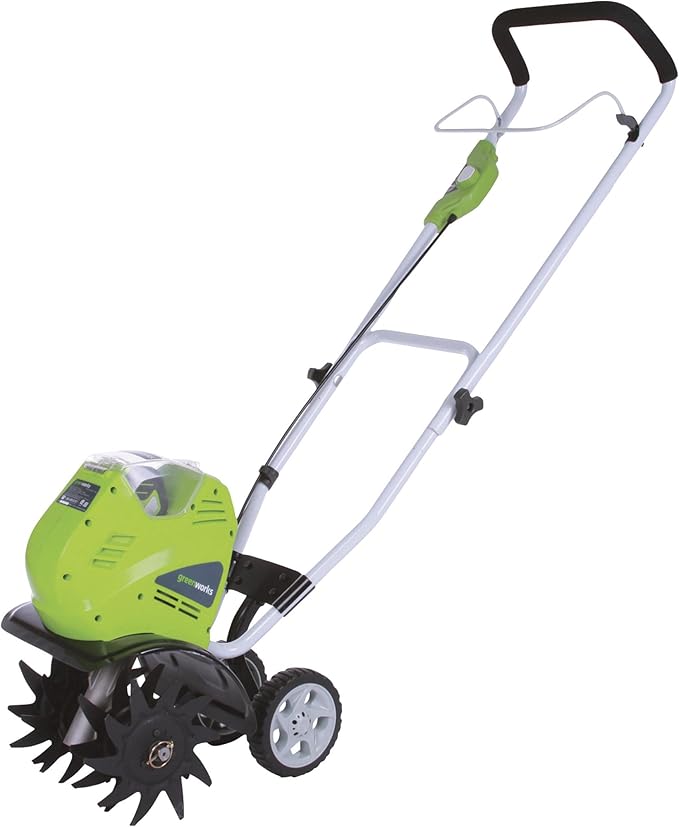 Greenworks 40V 10" Cordless Tiller / Cultivator, 4.0Ah Battery and Charger Included, Green