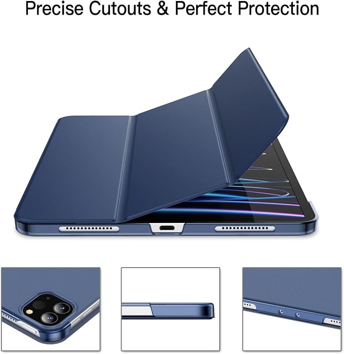 JETech Case Cover for iPad Pro 11 4/3/2 (2022/2021/2020) Black | Slim Translucent Back Design Tri-Fold Stand Auto Wake/Sleep Lightweight Shockproof Protection
