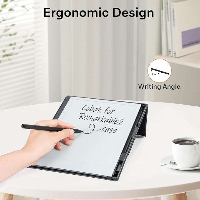 CoBak Case Compatible with Remarkable 2 Paper Tablet Black | Built-in Pen Holder Multi-Angle Foldable Stand Custom Fit for 2020 Released reMarkable 2