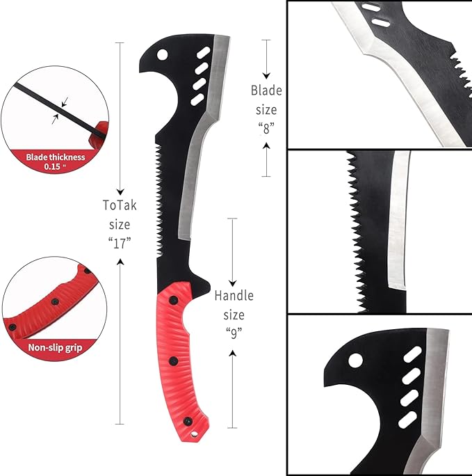 Delacour- Multi-Use Axe MacheteMachete with Nylon Sheath - Survival Machete Ideal for Camping, Fishing, Hunting, Bushcraft - Perfect Brush Axe for Surveying- Gardening Camp Outdoor
