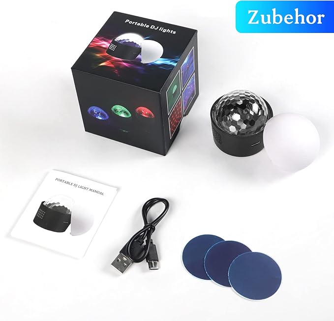 Wiwreenm Mini Disco Ball Light,Rechargeable Party Lights,Sound Activated Strobe DJ Light,Portable Battery Operated,Night Lights Projector for Kids,Halloween,Disco Decoration for Car/Parties
