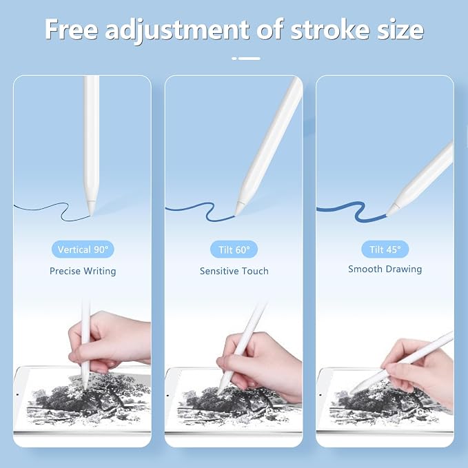 Inesore for Apple Pencil Case with 5 Pcs Replacement Tips (Blue) | Lndependent Storage Slots Contains 5 Pen Tips Soft Silicone Lining Fit Apple Pencil Pro /1/2/USB-C Compact Easy Carrying