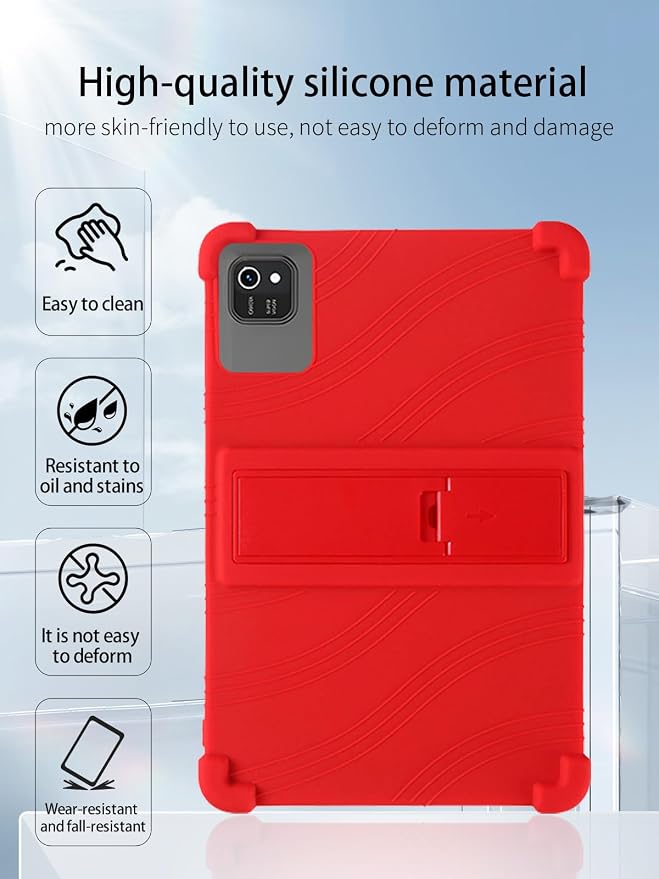 for kelankeke K10 Android 10-Inch TabletUYRUREL Skin-Friendly Soft Silicone Protective CaseFull Protection Against Drops and Scratcheswith Adjustable Viewing StandBlack.