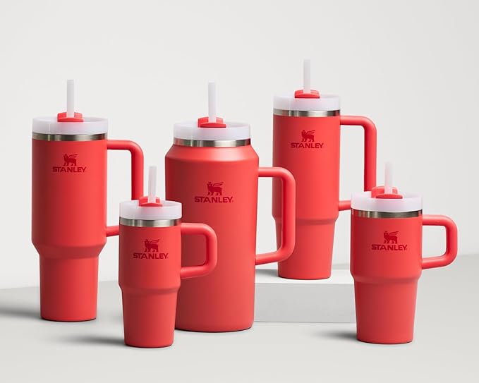 STANLEY Quencher H2.0 Tumbler with Handle and Straw 40 oz | Flowstate 3-Position Lid | Cup Holder Compatible for Travel | Insulated Stainless Steel Cup | BPA-Free | Hot Coral