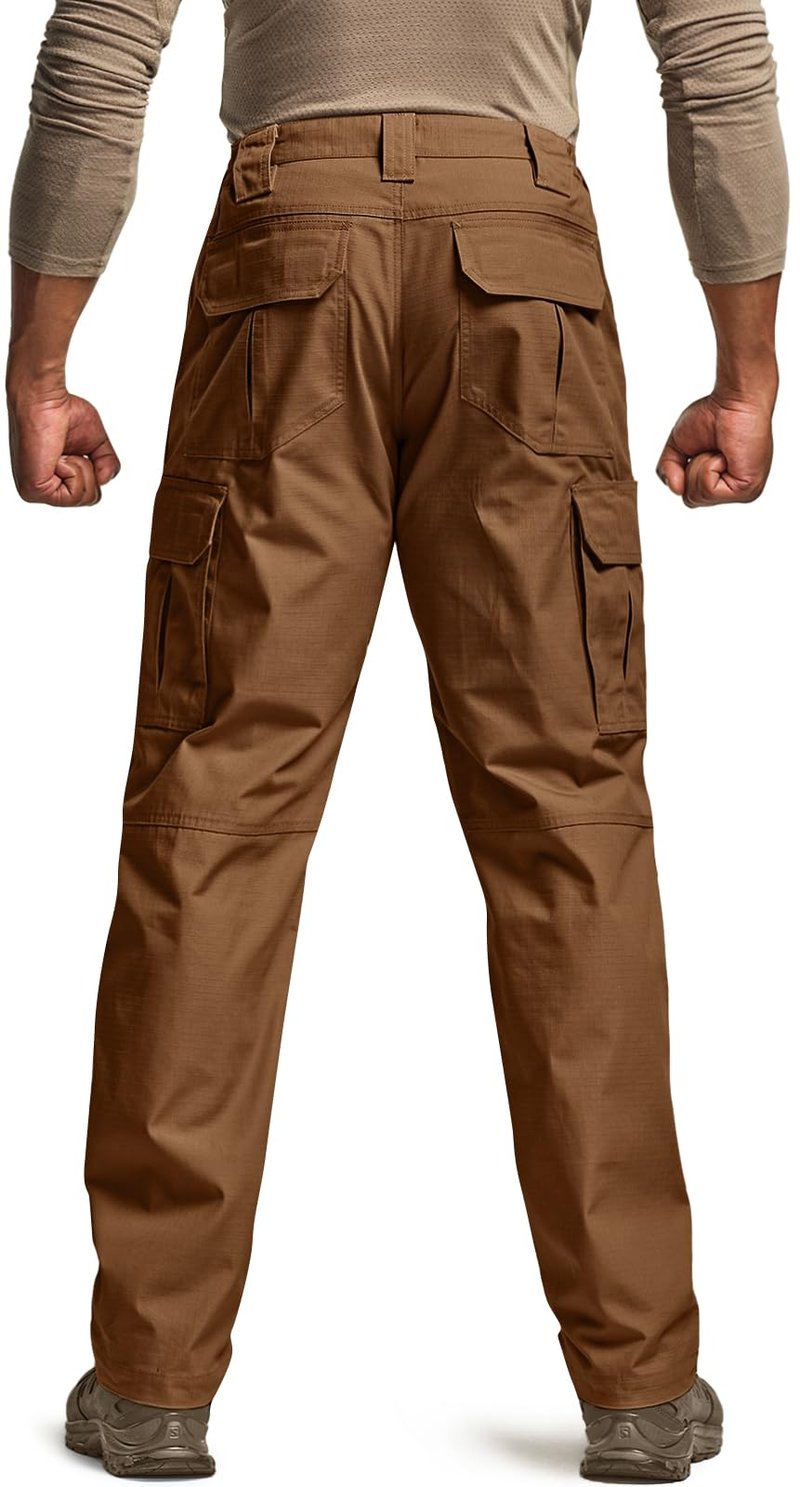 CQR Men's Tactical Pants, Water Resistant Ripstop Cargo Pants, Lightweight EDC Work Hiking Pants, Outdoor Apparel, Raider Copper Brown, 44W x 32L