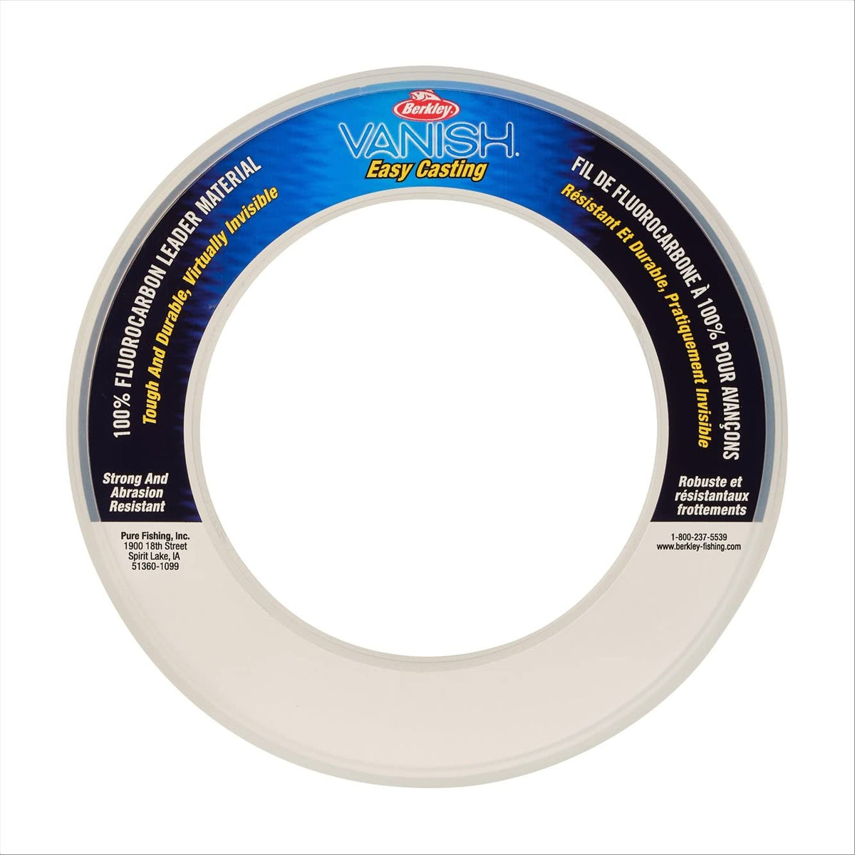 Berkley Vanish® Leader Material Coil, Clear, 40lb | 18.1kg, 30yd | 27m Fluorocarbon Fishing Line, Suitable for Saltwater Environments