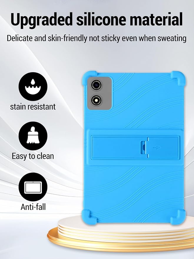 for JJGJ P30 (10 Inch) Android 15 Tablet Protective case Shockproof Lightweight Silicone Protective Cover with Stand Child-Friendly Protection Easy to Clean Design Sky Blue.