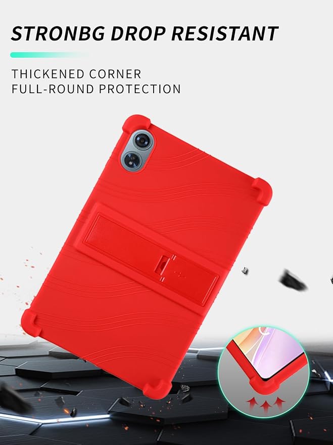Case for Odea A12 Android 15 Tablets 12 Inch Tablet 2025- Soft Silicone Shock Proof Lightweight Stand Rubber Shell Protective CoverKids Friendly Soft Silicone Adjustable Stand CoverBlack