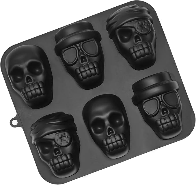 Halloween Baking Skull Cake Pan Molds, Silicone Pirate Cakelet Tin