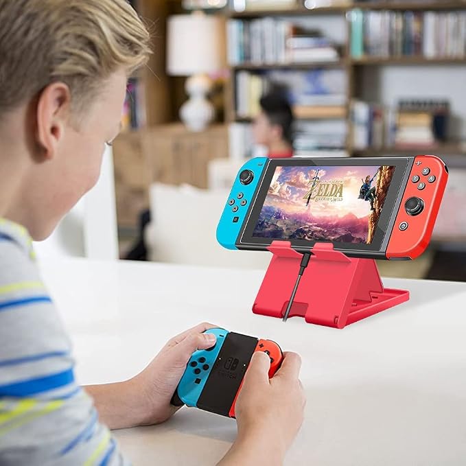 Stand Compatible with Nintendo Switch Adjustable Switch Playstand Foldable Phone Stand for Desk Compact &amp Portable Switch Holder Accessories (Black)