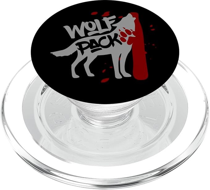 Wolf Pack - Howling Wolf with Wolves Paw Print PopSockets Adhesive PopGrip