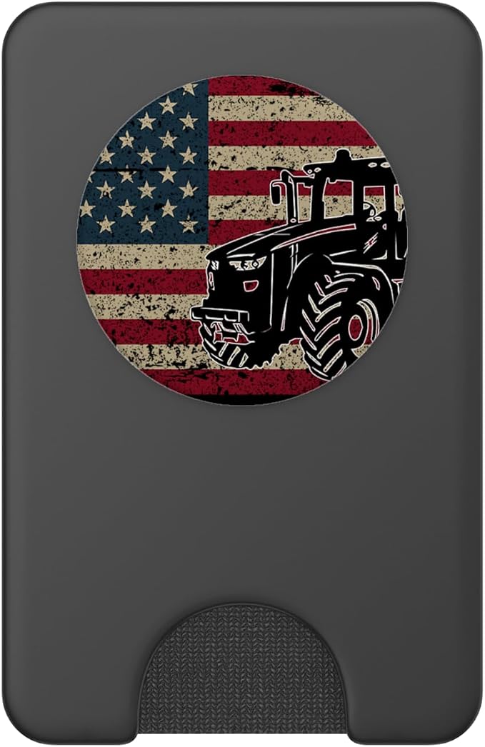 Farm Tractors America Flag I Patriotic Farming Gift Idea PopSockets Adhesive PopGrip