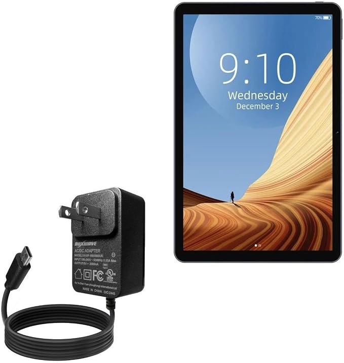 BoxWave Charger Compatible with Chuwi HiPad Air - Wall Charger Direct (15W) Rapid Charge Your Device with Built-in 3ft Cable
