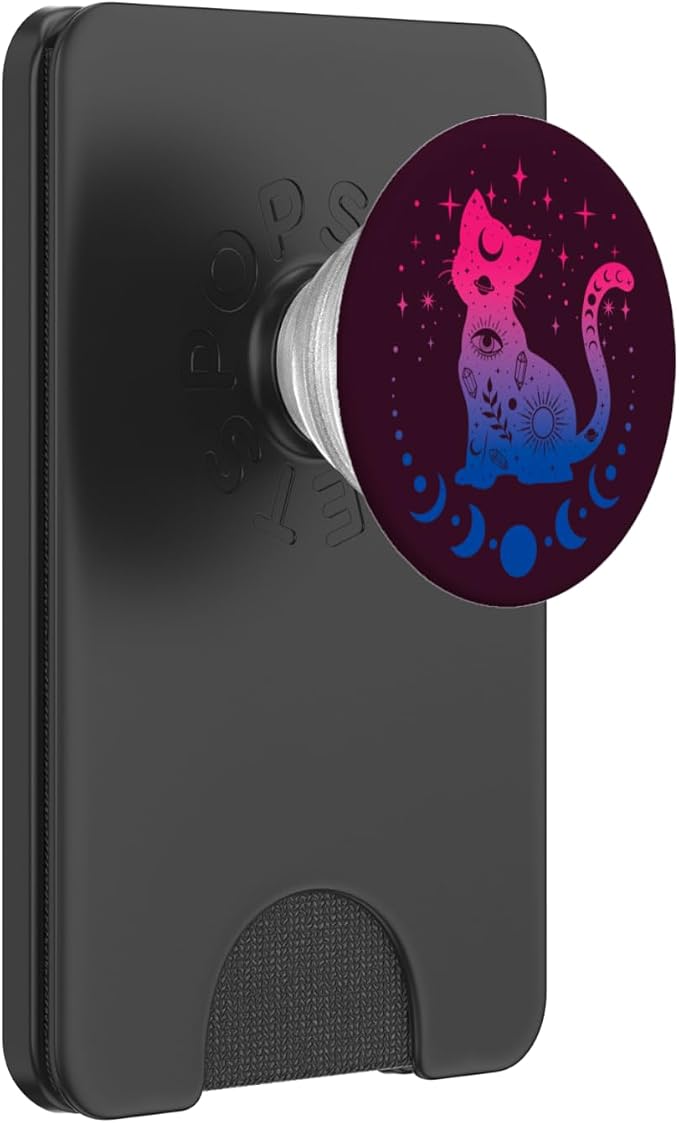 Celestial Bisexual Astrology Cat Colours of Bi Pride Flag PopSockets Adhesive PopGrip