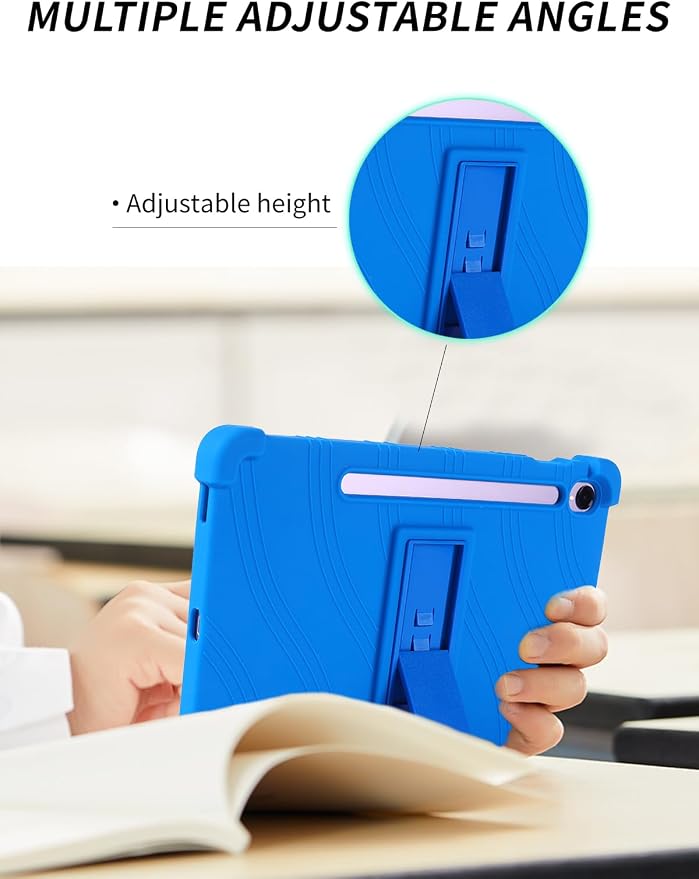 Case for Samsung Galaxy Tab S11 Tablet 11 inchWUNIAK Shock Proof Lightweight Stand Rubber Shell Protective CoverKids Friendly Soft Silicone Adjustable Stand CoverBlue