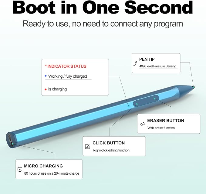 ASUS Stylus Pen for Transformer/Vivobook Flip/Notebook Touchscreen Laptop/Tablet - Rechargeable 4096 Pressure Sensitivity Microsoft MPP Protocol Black