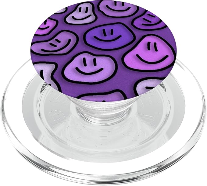 Aesthetic Lavender Purple Liquid Swirl Dripping Smile face PopSockets Adhesive PopGrip