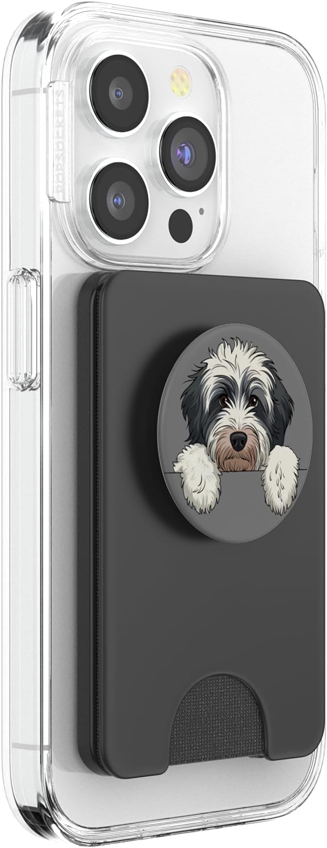 Cute Bernedoodle Peeking Doodle Puppy Dog Lover Men Women PopSockets Adhesive PopGrip