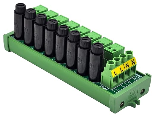 Screw Mount AC 24-250V 8 Channel Pluggable Top Wiring Terminal Block Power Distribution Fuse Module, HCDC HD065VP