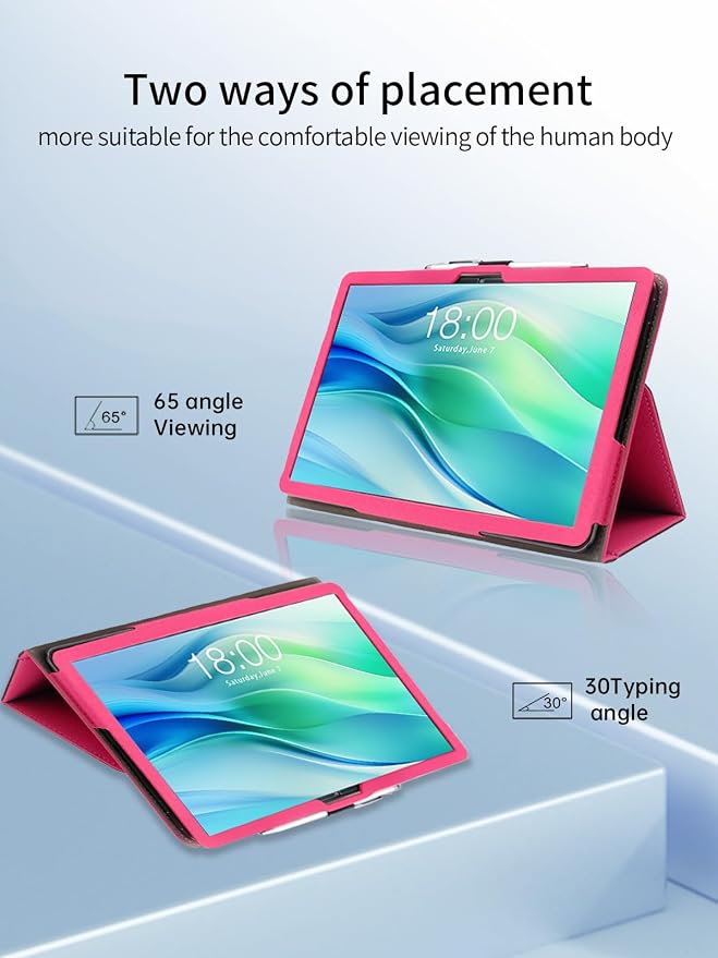Case for FEONAL Android 14 Tablet 11 inch Tablets11 inch TabletUYRUREL Leather Slim Folding Stand Cover with Hand Strap Magnet for Men Women Full ProtectionBlack.