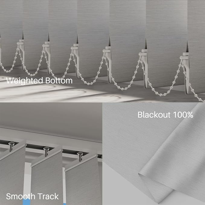 Blindify Motorized Vertical Blinds Compatible with Alexa Google Home, Blackout Sliding Door Shades Smart Vertical Blinds Remote Control Customize, White