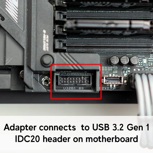 LINKUP USB 3.2 Gen2 Internal Adapter | 20-Pin Header to USB-A | 10Gbps male to female for PC front panel