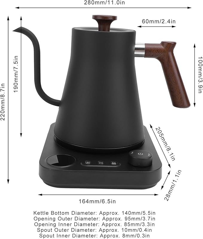 Fayelume Gooseneck Electric Kettle, 110V Electric Tea Kettle, Hot Water Kettle Electric, Electric Kettle Temperature Control, Teapot for Boiling Water Coffee (US Plug)