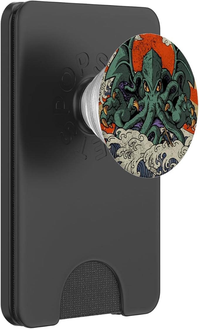 Kaiju Cthulhu Necronomicon Large Wave Off Kanagawa Kaijin PopSockets Adhesive PopGrip