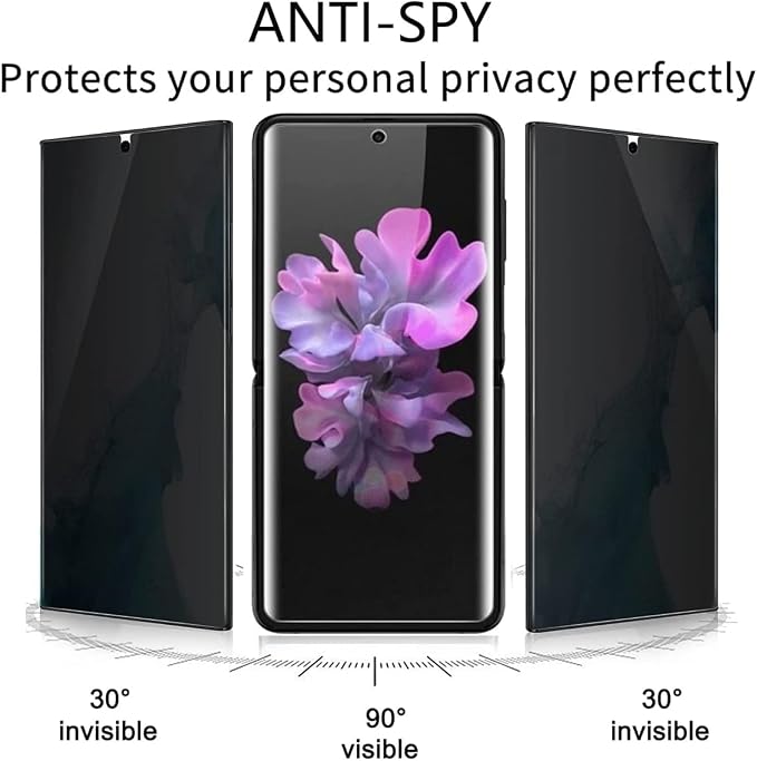 2 Pack Privacy Screen Protector for Motorola Razr Plus 2023 [2 Main Screen + 2 Front Screen] Matte Anti-Spy TPU Shield Anti Scratch Bubble Free Touch Sensitive Case Friendly