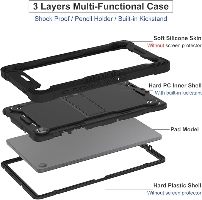 Case for T-Mobile REVVL Tab 2 Android 15 Tablet 10.1 inchHeavy Duty Shockproof Protective Cover with KickstandKids Friendly4 Corners Thicken ShockproofBlack