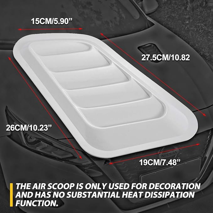 KaTur 1 Pair Universal Car ABS Decorative Air Flow Intake Scoop Turbo Bonnet