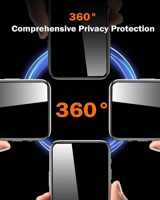chubbycable 360 Privacy Screen Protector for iPhone 16 2 Pack | 4-way anti-spy tempered glass auto dust-elimination bubble free easy install box scratch resistant full coverage