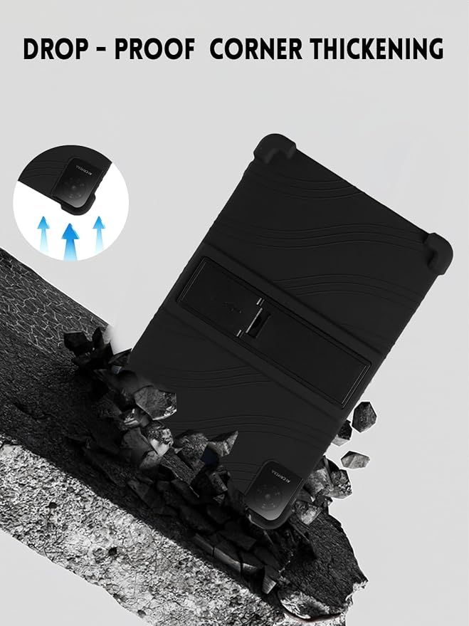 Case for TCL TAB 10 Gen 4 Android Tablet 10.1 Inch 8483A (Black) | Soft Silicone Kids Friendly Protective Cover with Adjustable Stand Drop-Proof