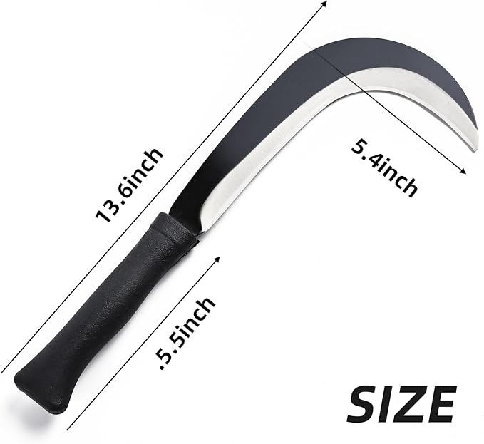 Sickle, Machete,Clearing Sickle,Weed Removal&Grass Clearing,Magnetic Long Handle,Compact&Portable Gardening&Farming,Soft Rubber Handle…