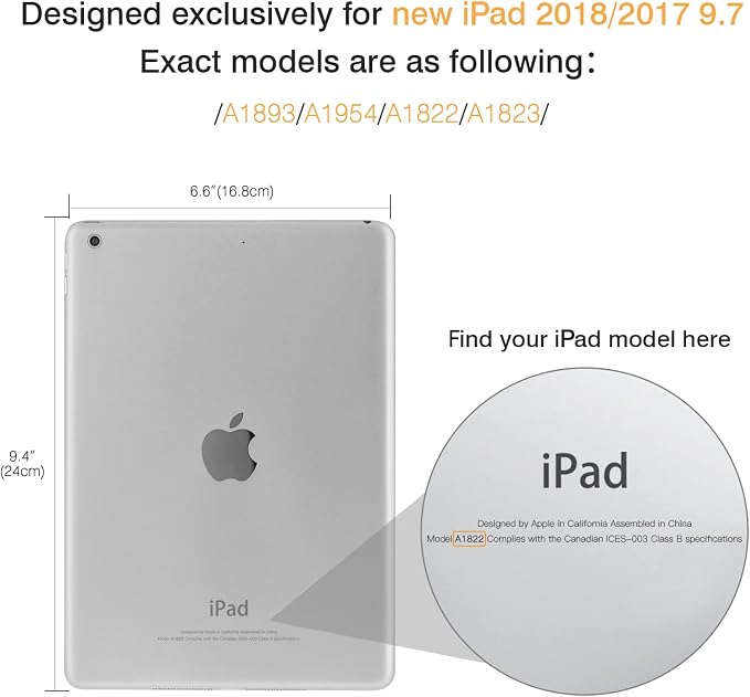 MoKo Shockproof Case Fit 2018/2017 iPad 9.7 6th/5th Generation Black | Heavy Duty Shockproof Full Body Rugged Hybrid Cover with Built-in Screen Protector for Apple iPad 9.7 Inch 2018/2017
