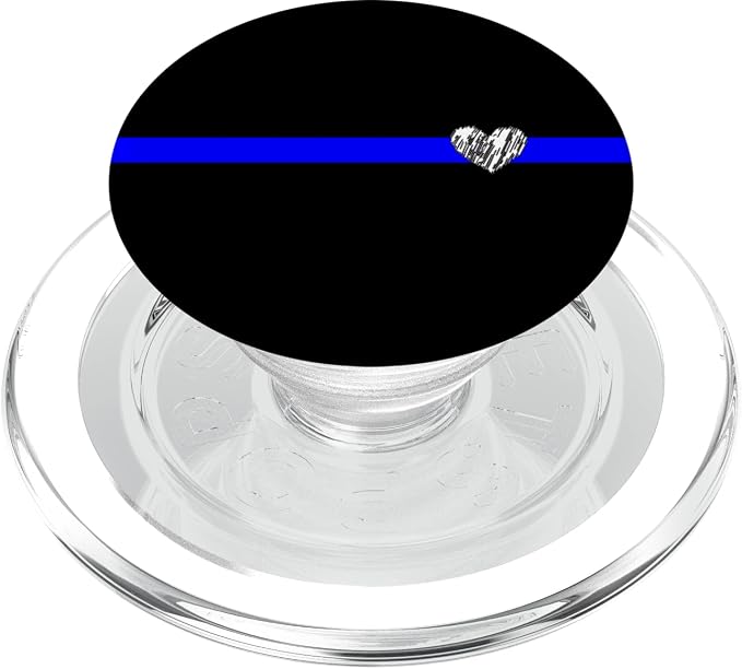 Fallen officer remembrance thin blue line design with Heart PopSockets Adhesive PopGrip
