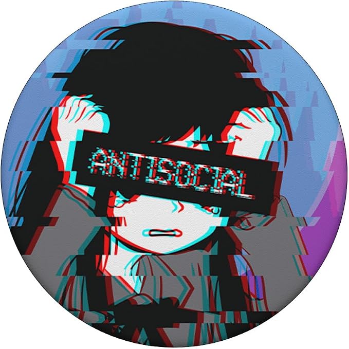 Antisocial Sad Anime Girl Japanese Vaporwave Aesthetic PopSockets Adhesive PopGrip