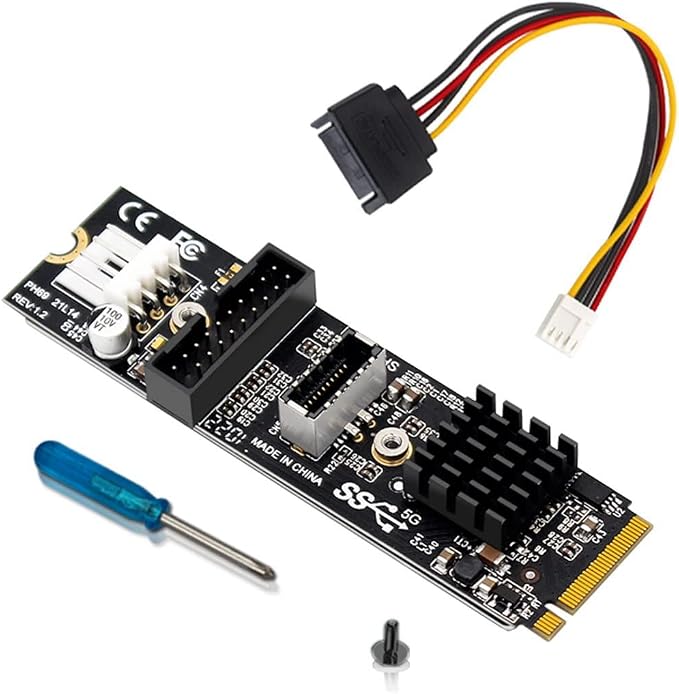 cablecc 5Gbps Type-E USB 3.1 Front Panel Socket &amp USB 2.0 to NVME NGFF M-Key Express Card VL805 Adapter for Motherboard