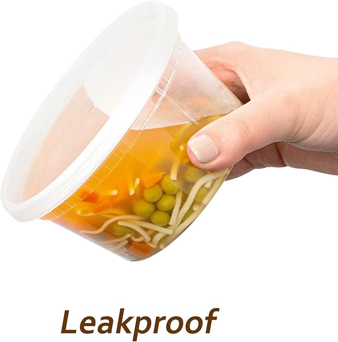DuraHome Deli Containers with Lids 12 oz. Leakproof 40 Pack BPA-Free Plastic Microwaveable Clear Food Storage Container Premium Heavy-Duty Quality, Freezer & Dishwasher Safe (12 oz.)