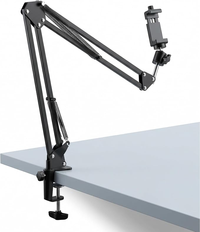 Overhead Phone Mount with Table Clamp – Stable Top-Down Phone Holder for Drawing Tracing Filming &amp Crafts – Adjustable Desk Clamp Stand for Creators
