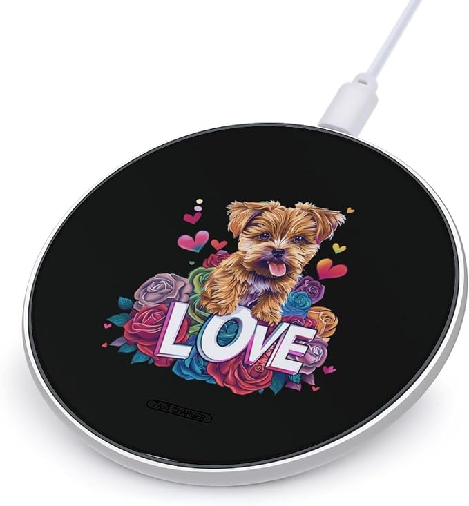 I Love Yorkshire Terrier Dog Wireless Charger SlimWireless Charging Pad Anti-Slip Charger Mat for Men Women