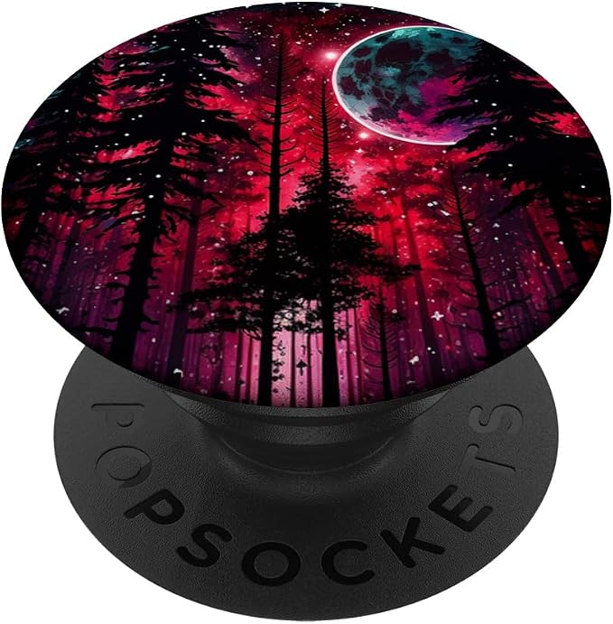 Red Purple Galaxy Moon Forest Stars for Men and Women PopSockets Adhesive PopGrip