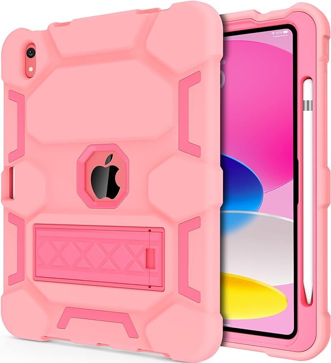 Case for iPad 11 11th Gen (A16) 2025 &amp 10th Gen 2022 10.9 Purple+Green | Kickstand | With Pencil Holder | Drop-Proof Silicone+Hard Shell | Raised Edge Protects Screen&ampCamera | Heavy Duty Pr