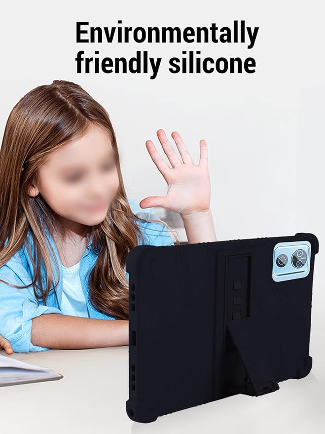 for DEERTiME E15 10 inch Android 15 Tablets Protective caseShockproof Lightweight Silicone Protective Cover with StandChild-Friendly ProtectionEasy to Clean DesignBlack