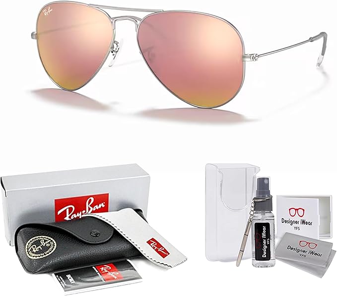 Ray-Ban RB3025 Metal Aviator Sunglasses For Men For Women +BUNDLE with ACCESSORY EYEWEAR KIT
