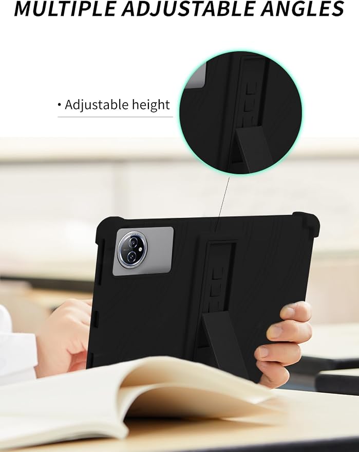 Case for Raemond K80 Tablet 10 Inch Android 15WUNIAK Hollow Back DesignHeat Dissipation Shockproof Lightweight Adjustable Kickstand Silicone Shell&ampKids Friendly Soft CaseBlack