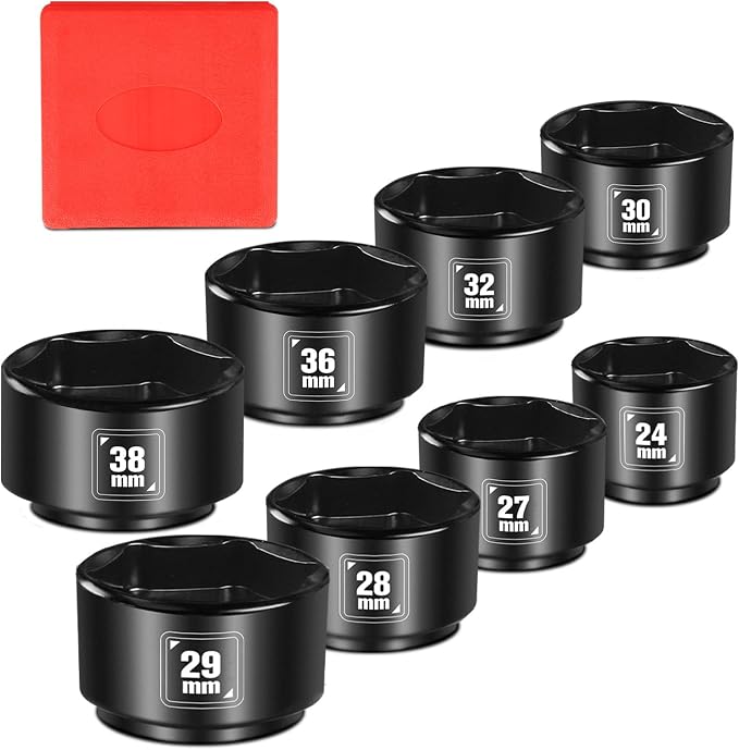 BLACKROBOT 8 Pieces 3/8” Drive Low Profile Oil Filter Socket Set, Metric Size